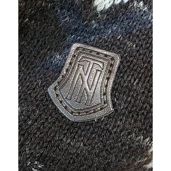 Trash Nouveau Shawl Collar Pullover Sweater — Black & Gray Aztec Knit — XL 2000s - Picture 6 of 11